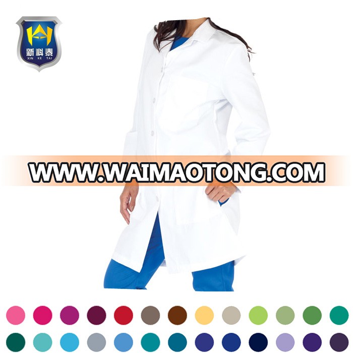 Unisex Designs 100% Cotton Dust Doctor Medical Labcoat Acid Resistant White Blue Lab Coat